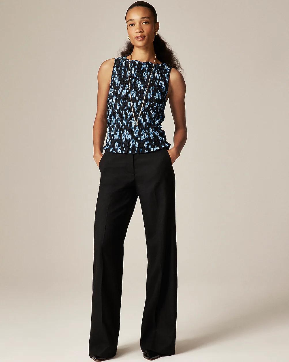 Smocked shell tank top in blurry floral crepe de chine by J.CREW