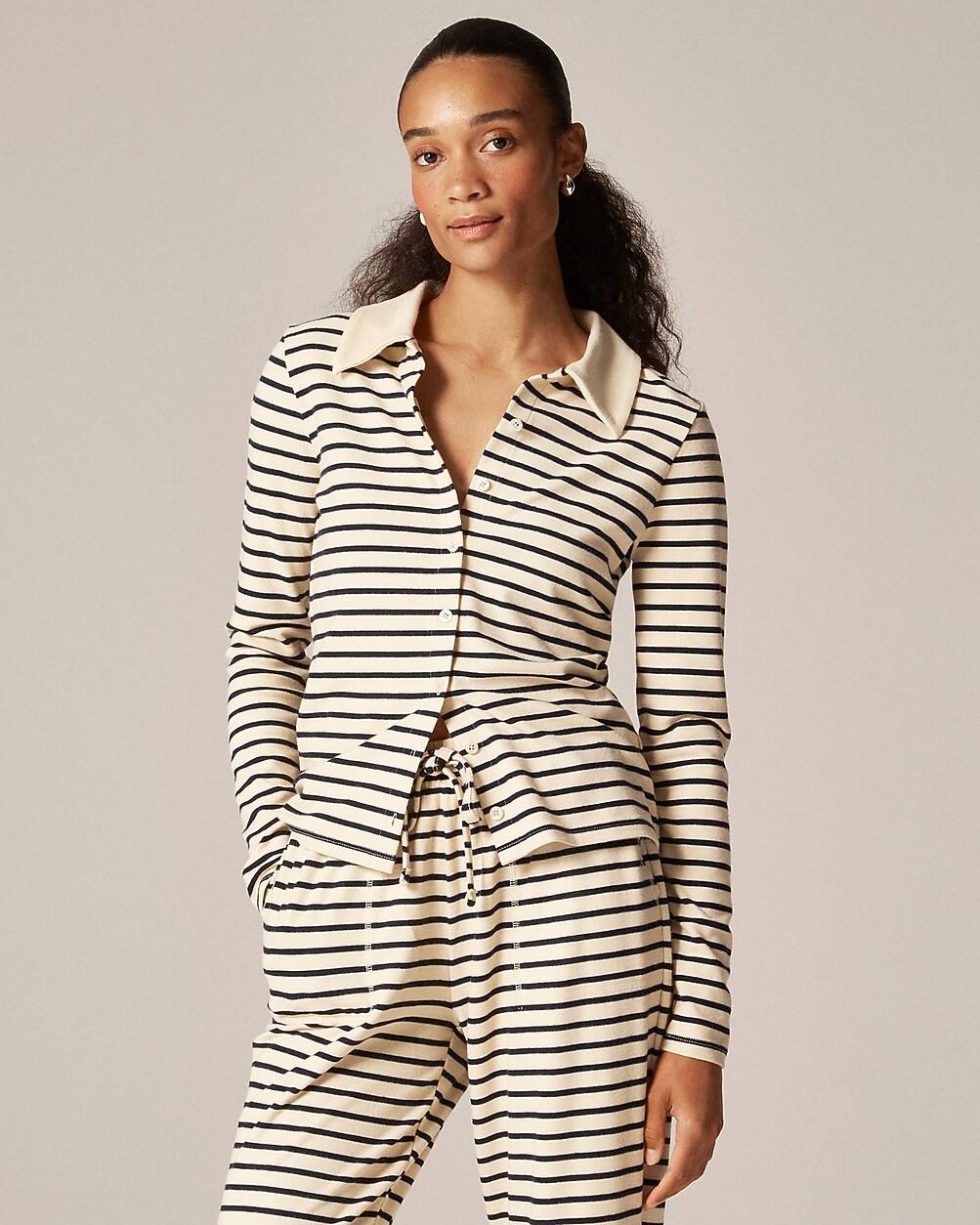 Soft rib cardigan top in stripe by J.CREW