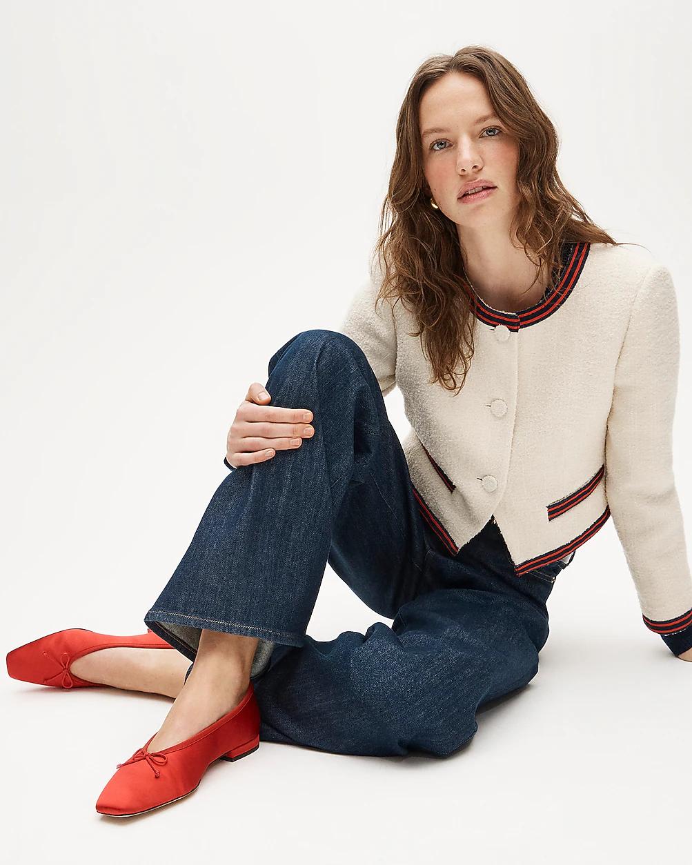 Sophie square-toe ballet flats in satin by J.CREW