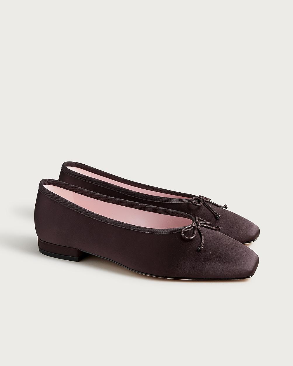Sophie square-toe ballet flats in satin by J.CREW