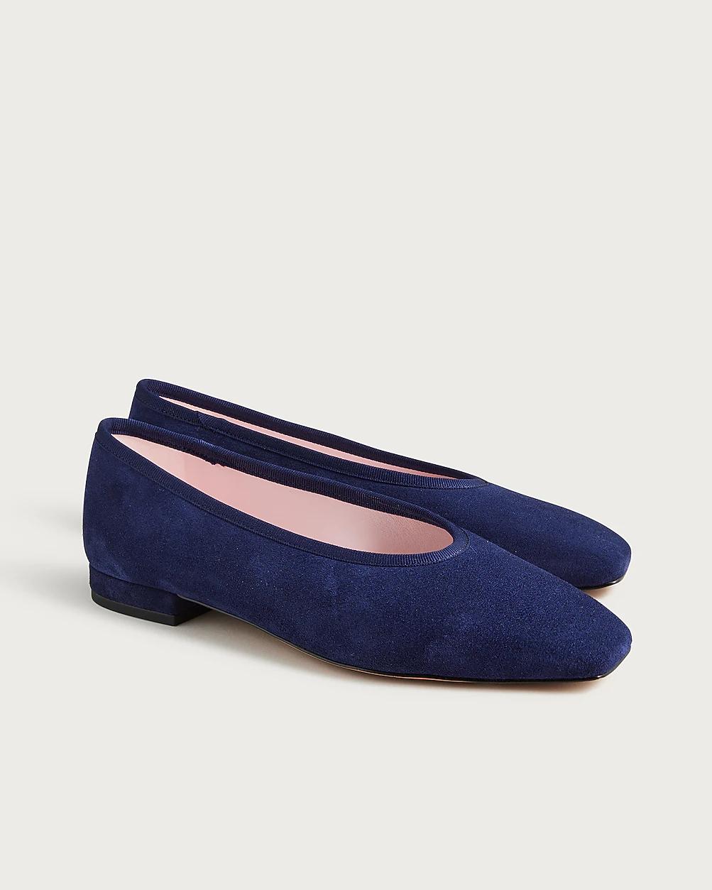 Sophie square-toe ballet flats in suede by J.CREW