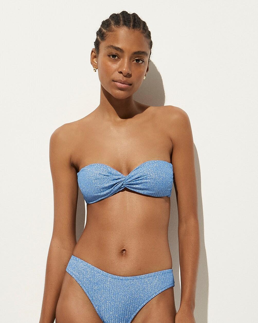 Sparkle rib twist bandeau bikini top by J.CREW