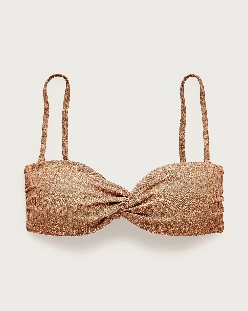 Sparkle rib twist bandeau bikini top by J.CREW