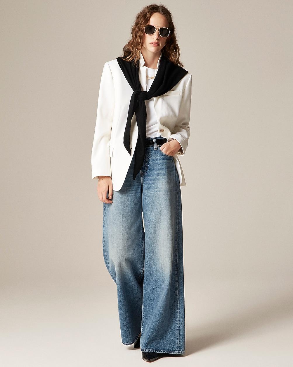 Standing collar blazer in wool-blend flannel by J.CREW