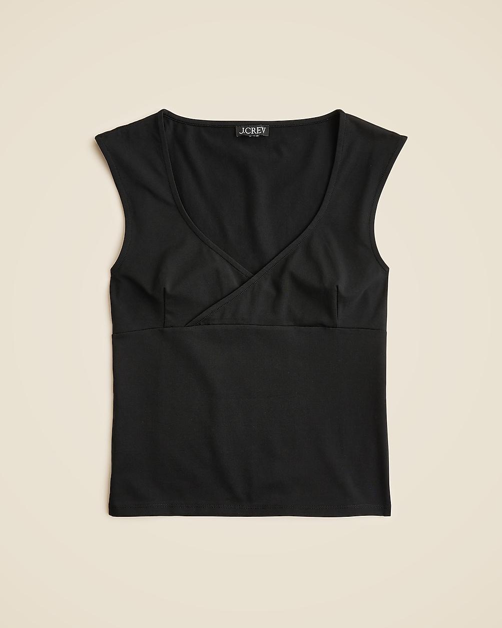Stretch cotton cap-sleeve crossover shirt by J.CREW