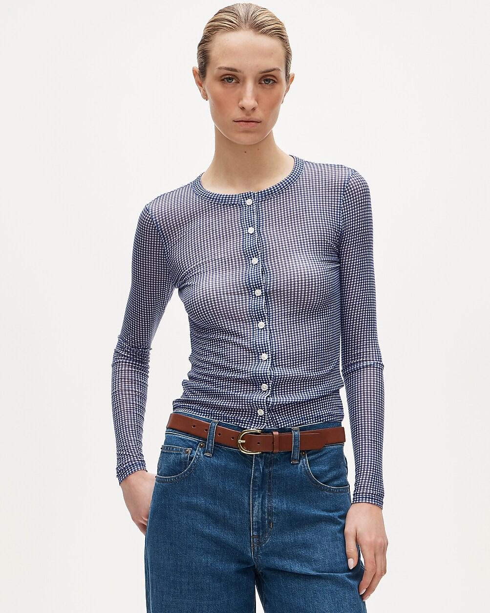 Stretch lyocell-blend cardigan in gingham by J.CREW