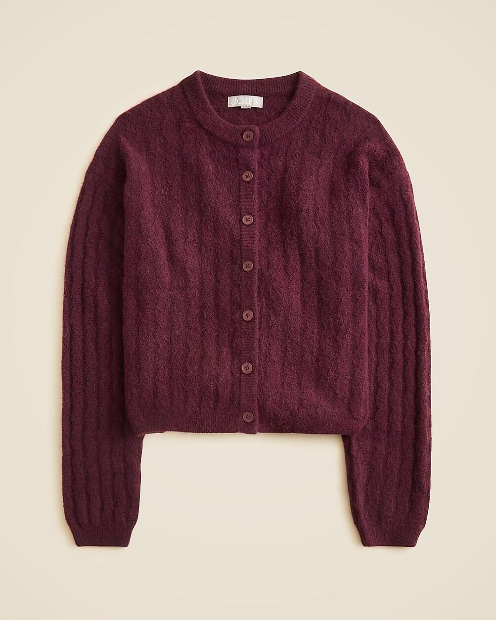 Supersoft pointelle bubble-hem cardigan by J.CREW