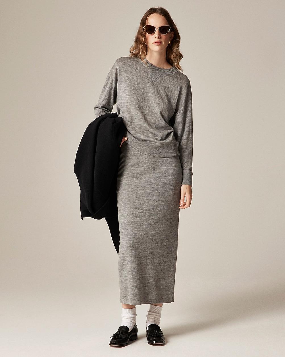 Sweater midi skirt in double-faced merino wool blend by J.CREW