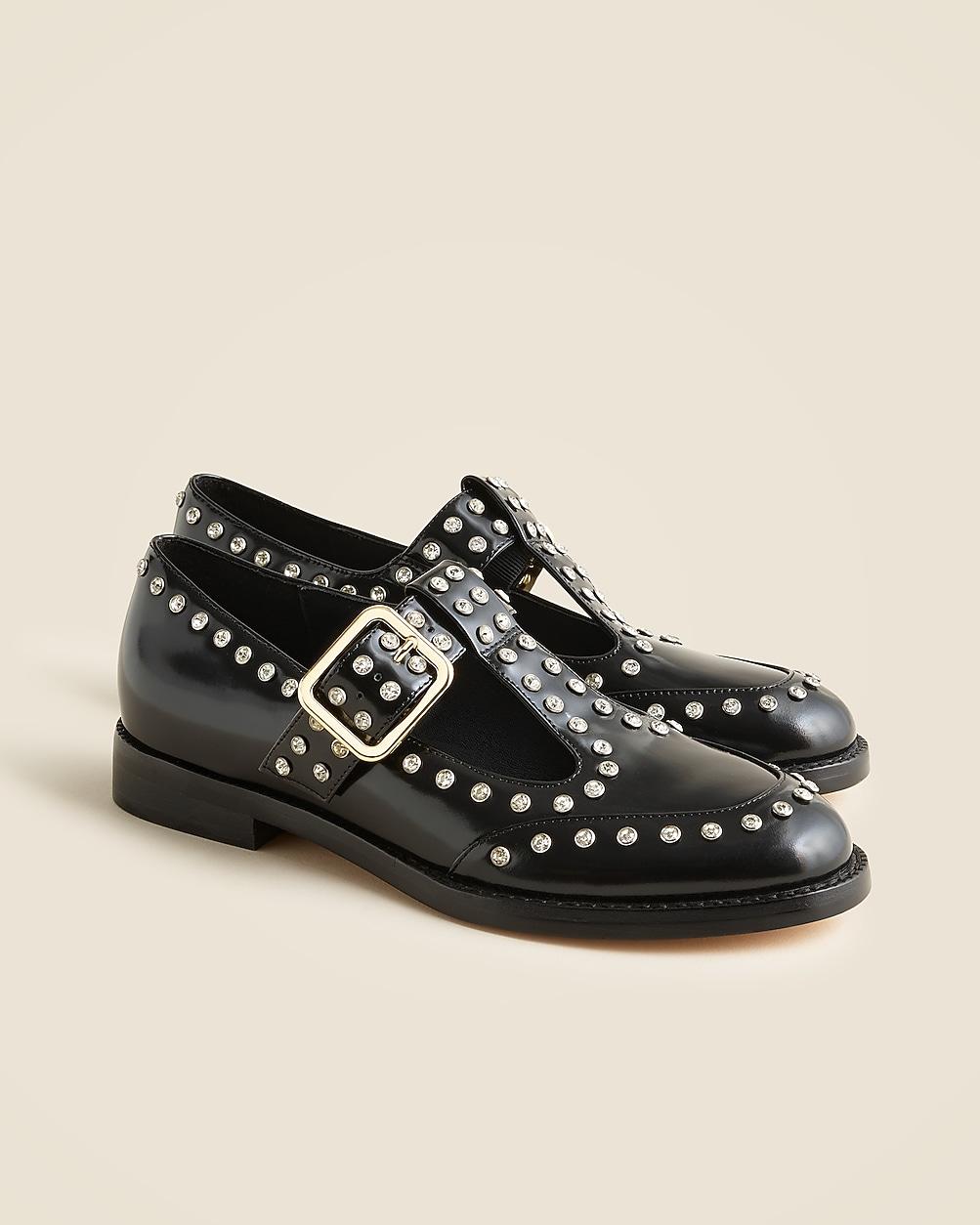 T-strap oxford shoes in studded leather by J.CREW