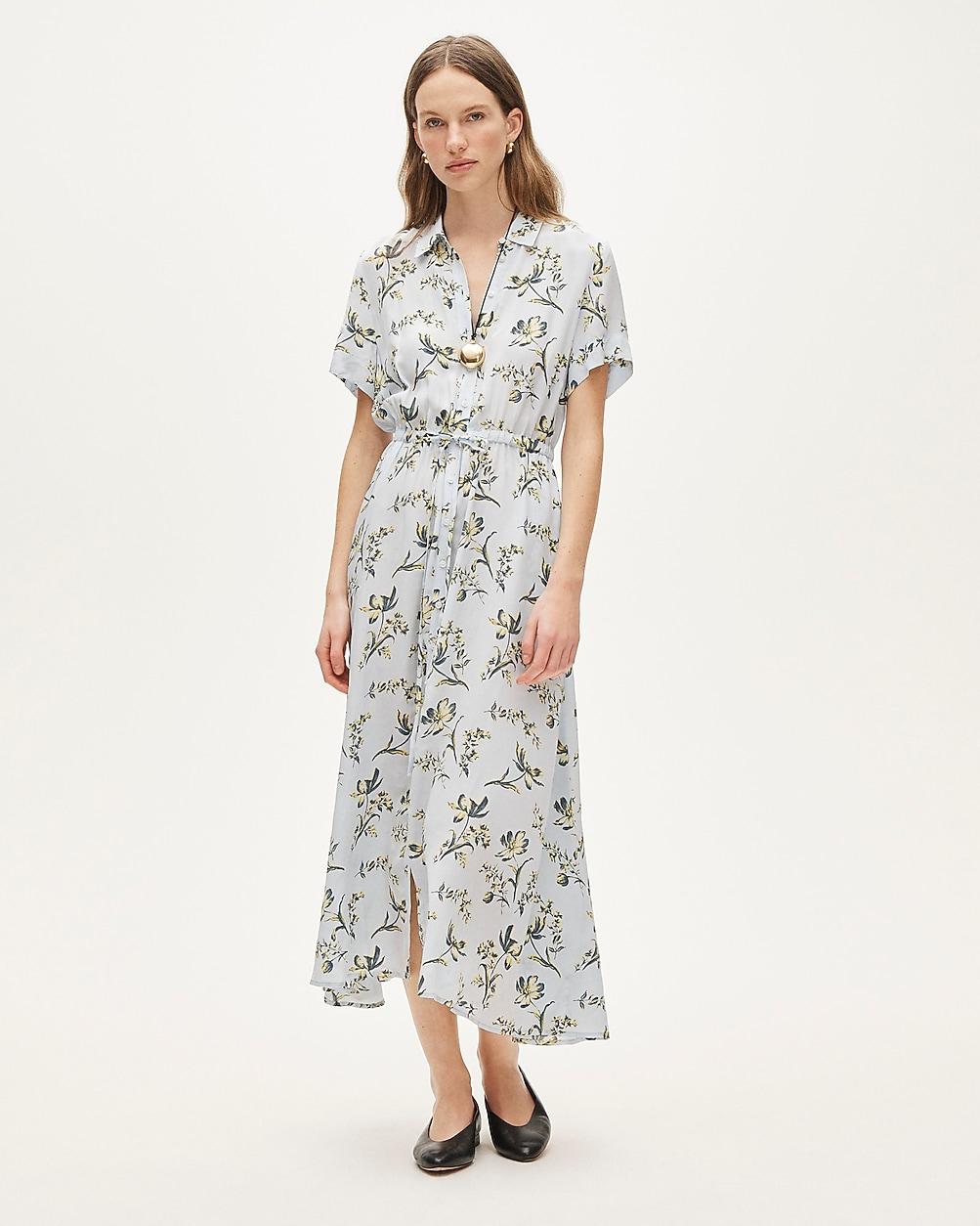 Tall Cerise shirt-dress in floral crepe de chine by J.CREW