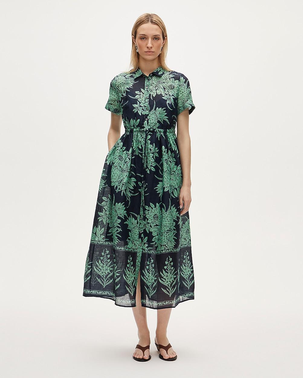 Tall Cerise shirt-dress in pineapple-print ramie by J.CREW