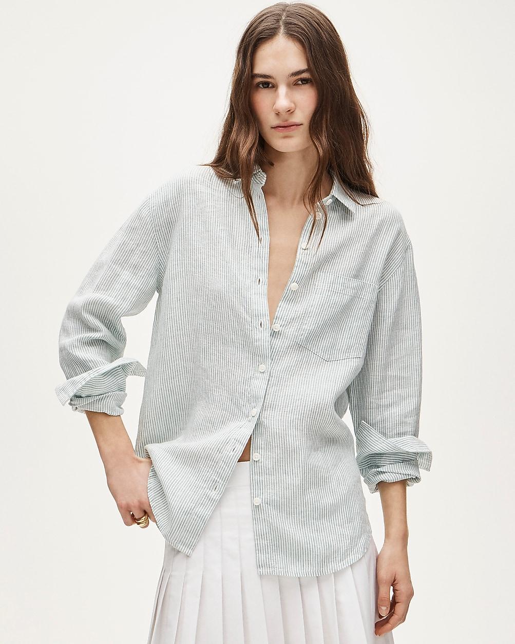 Tall Garçon classic shirt in striped linen by J.CREW