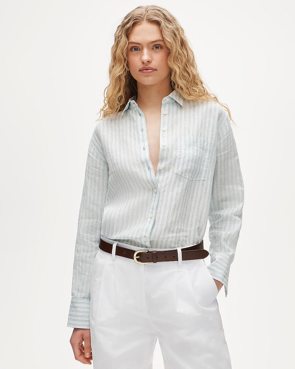 Tall Garçon classic shirt in striped linen by J.CREW