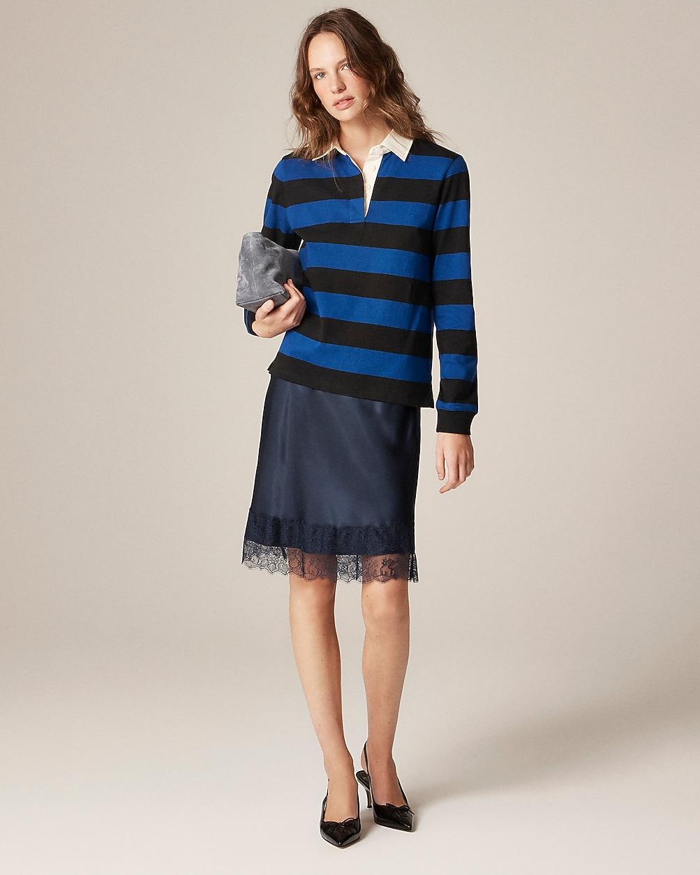 Tall Gwen lace-trim slip skirt in luster charmeuse by J.CREW