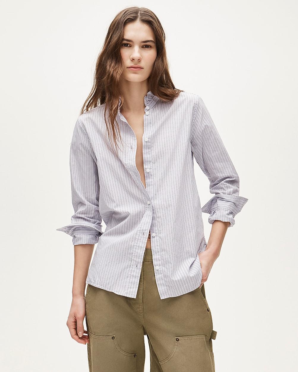 Tall Jules ruffle-collar shirt in striped cotton poplin by J.CREW