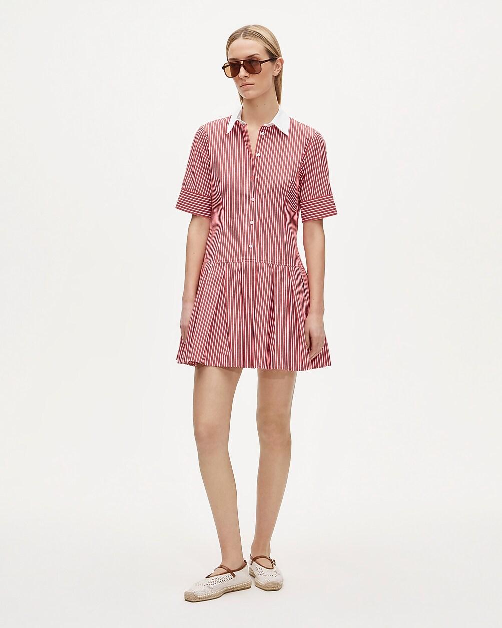 Tall Ophelia mini shirt-dress in striped cotton poplin by J.CREW