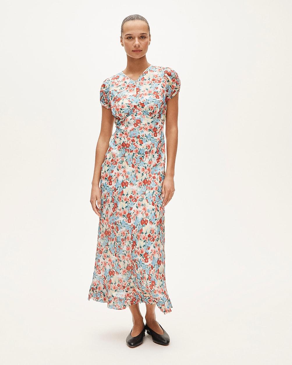 Tall V-neck ruffle-hem midi dress by J.CREW