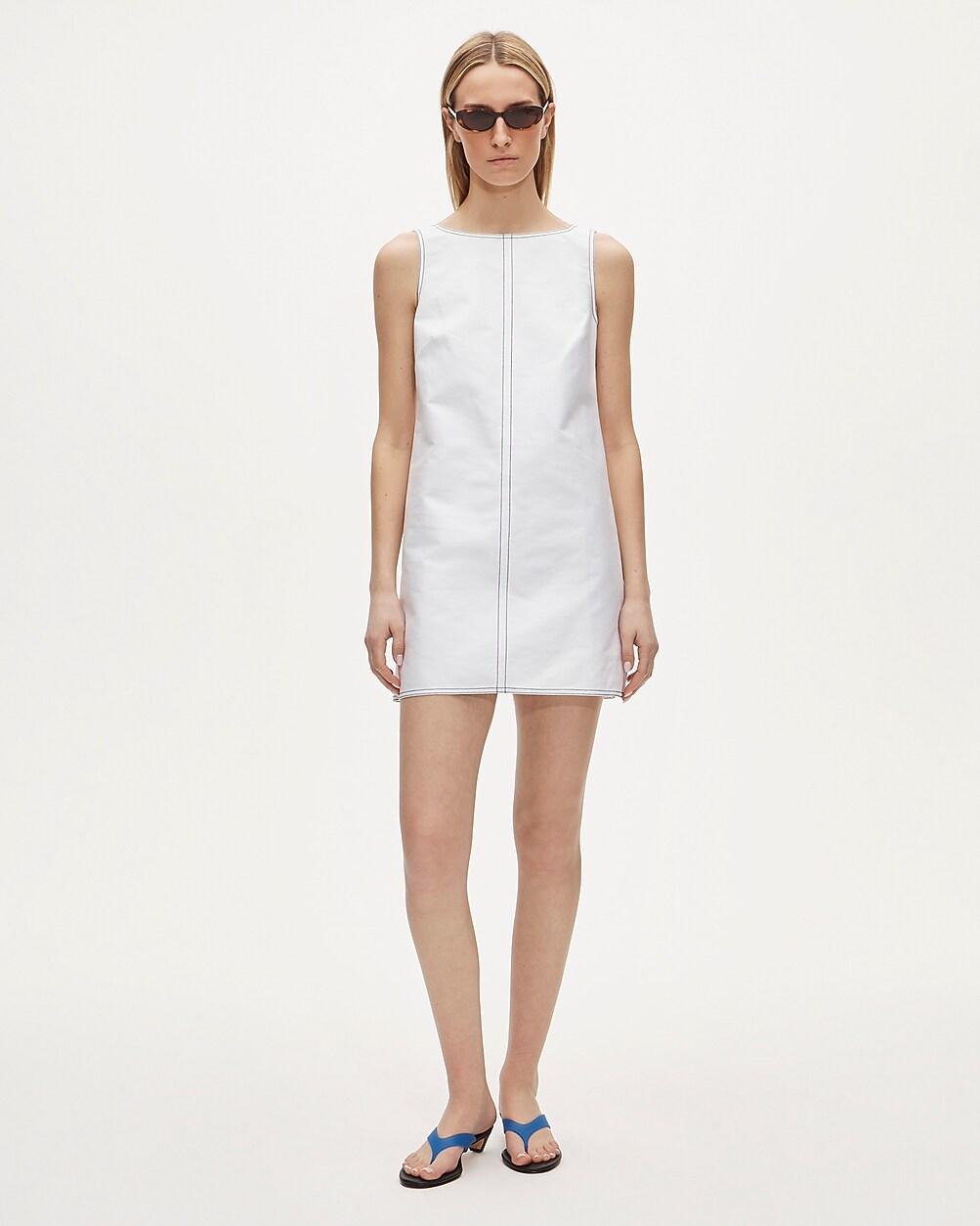 Tall contrast-stitch Billie dress in double cotton poplin by J.CREW