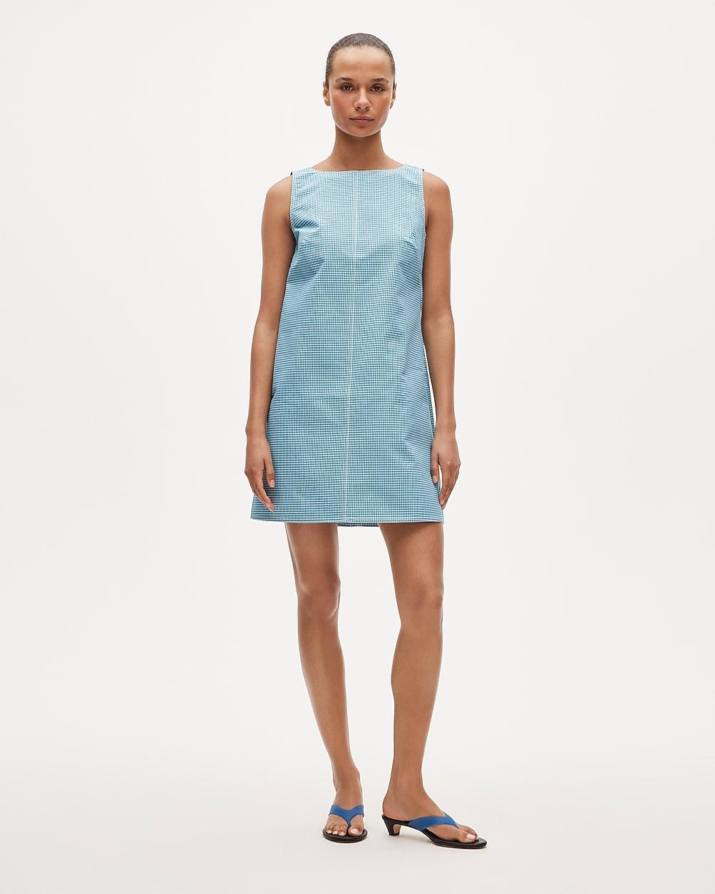 Tall contrast-stitch Billie dress in gingham double cotton poplin by J.CREW
