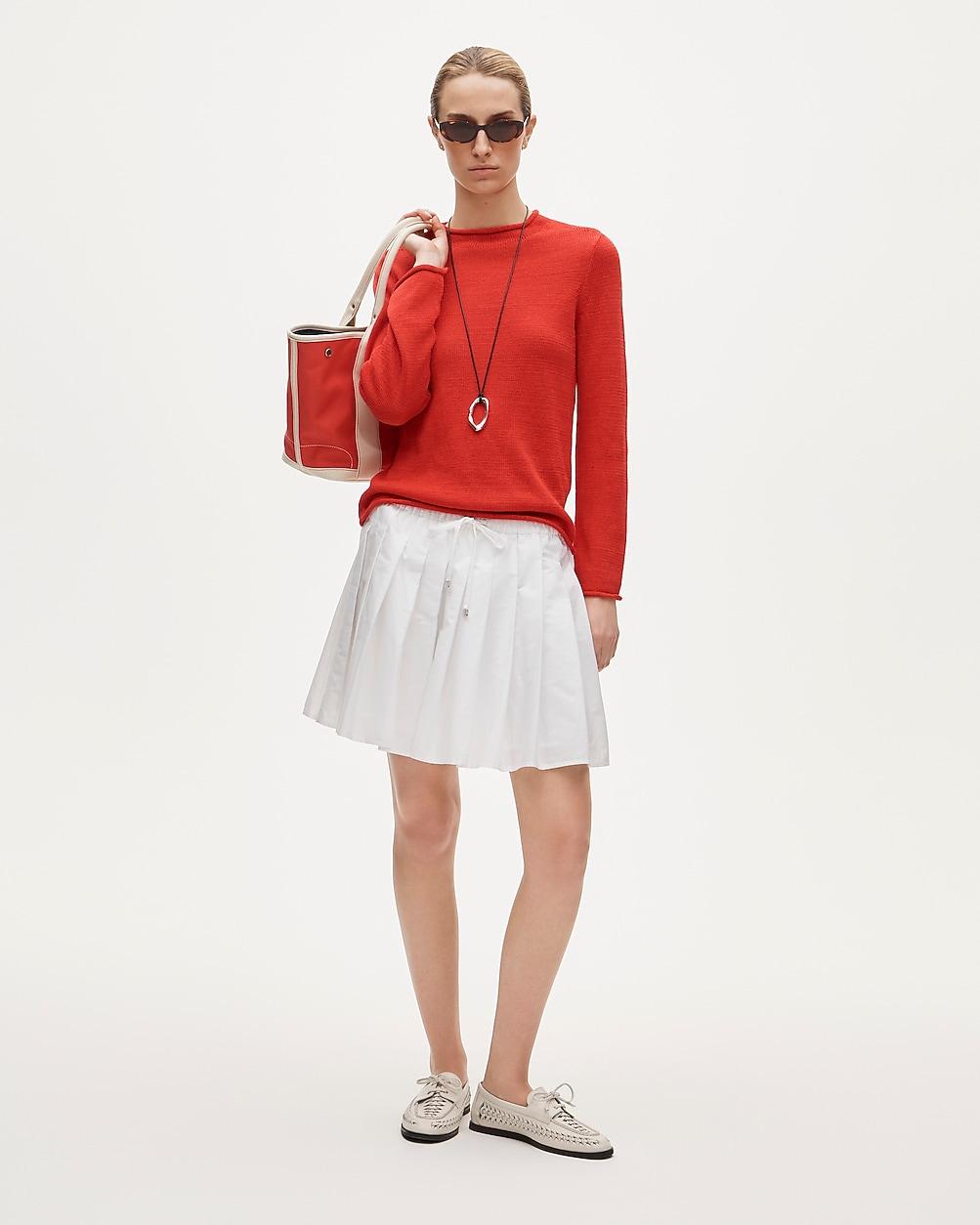Tall drawstring pleated mini skirt in cotton poplin by J.CREW