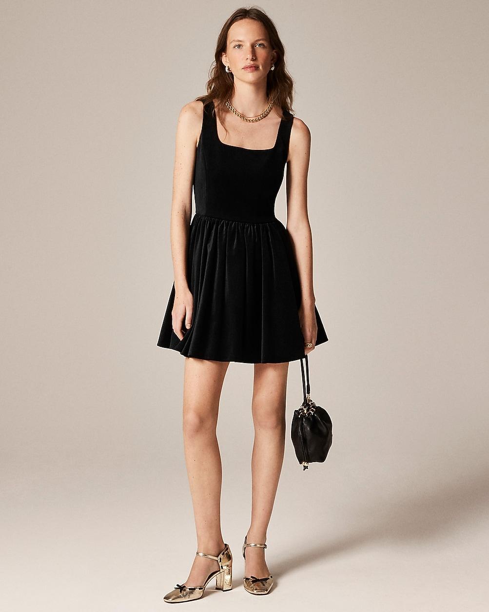 Tall fit-and-flare mini dress in velvet by J.CREW