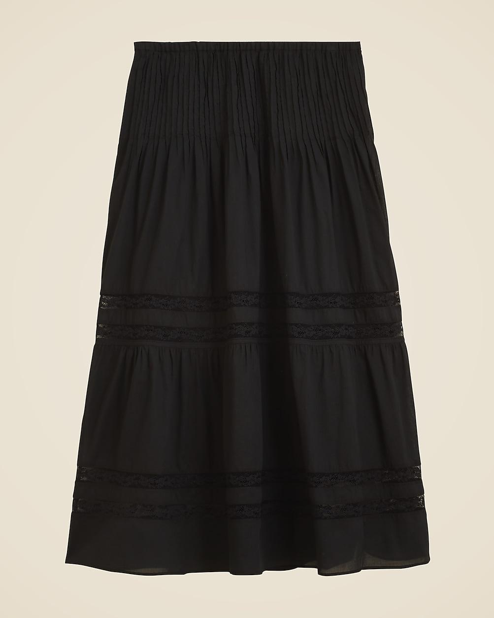 Tall lace-trim pintuck skirt by J.CREW