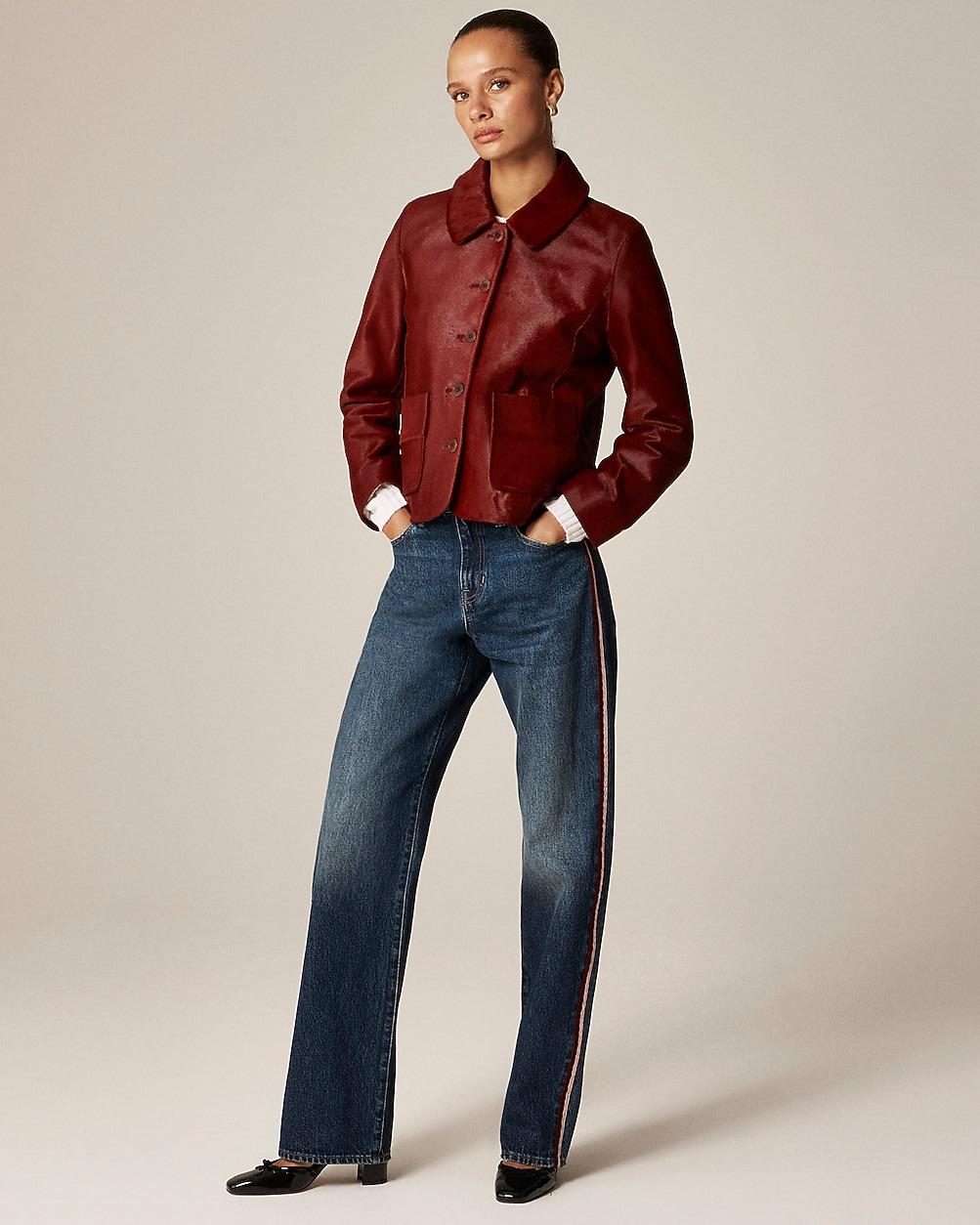 Tall mid-rise relaxed straight jean with velvet stripe by J.CREW Tall mid-rise relaxed straight jean with velvet stripe by J.CREW
