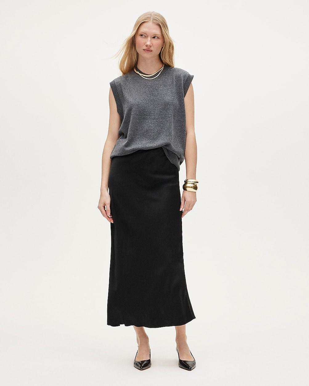Tall new Gwyneth slip skirt in viscose charmeuse by J.CREW