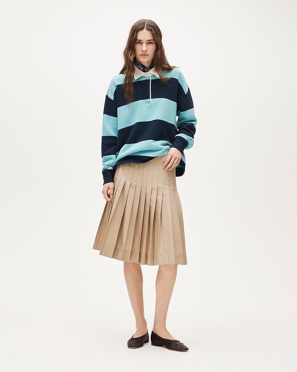 Tall pleated midi skirt in cotton poplin by J.CREW