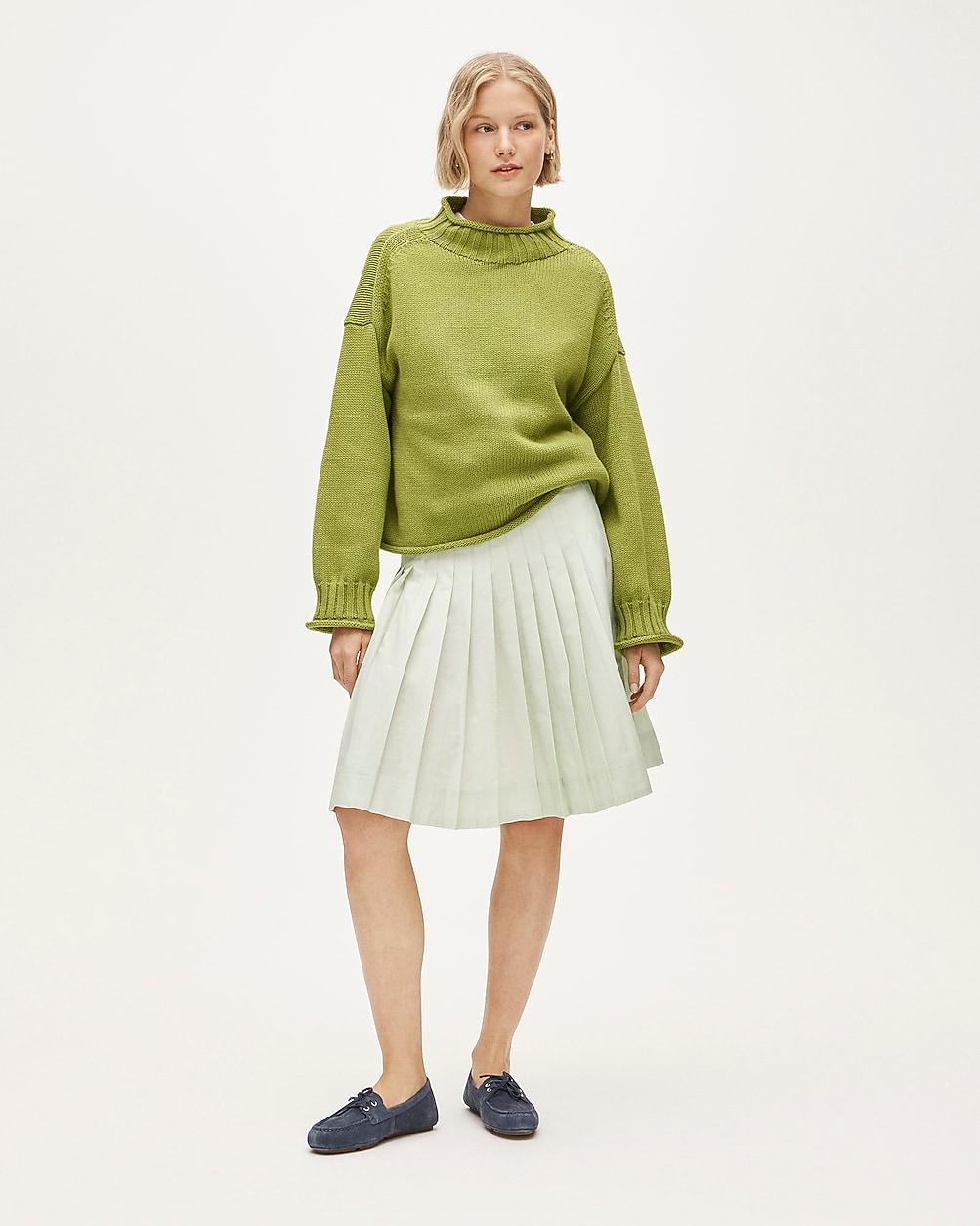 Tall pleated midi skirt in cotton poplin by J.CREW
