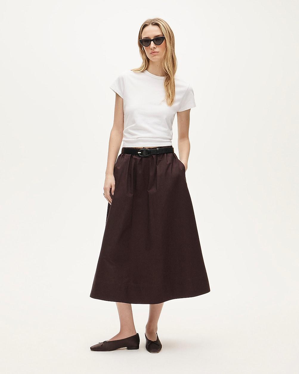 Tall pull-on midi skirt in cotton poplin by J.CREW