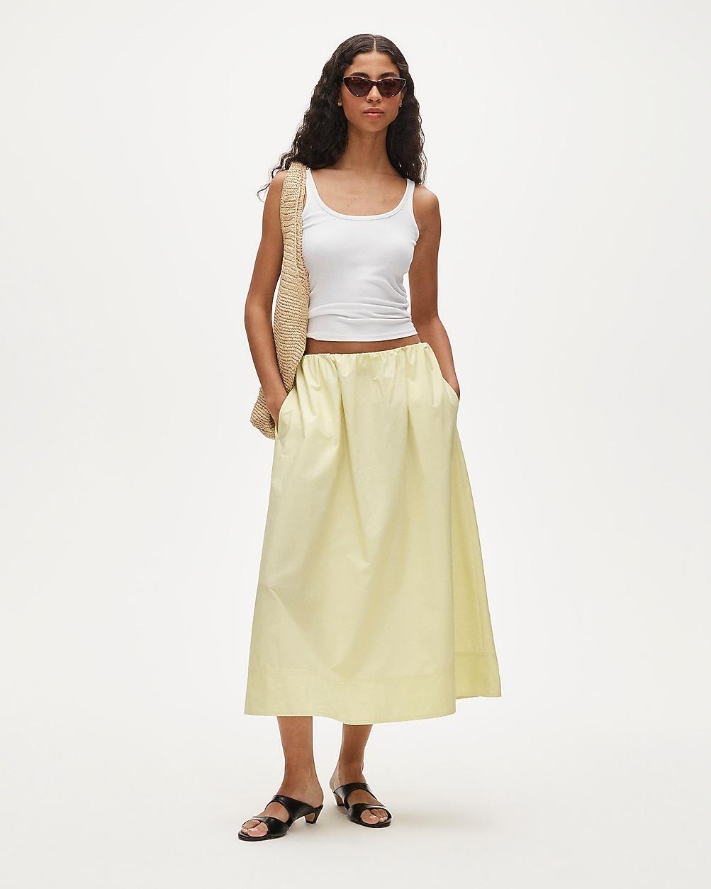 Tall pull-on midi skirt in cotton poplin by J.CREW