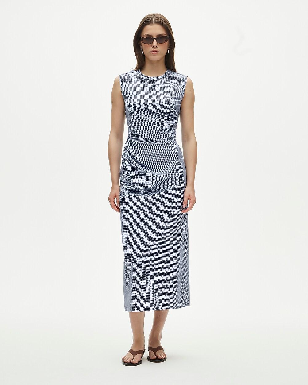 Tall ruched midi dress in stretch cotton-blend poplin by J.CREW