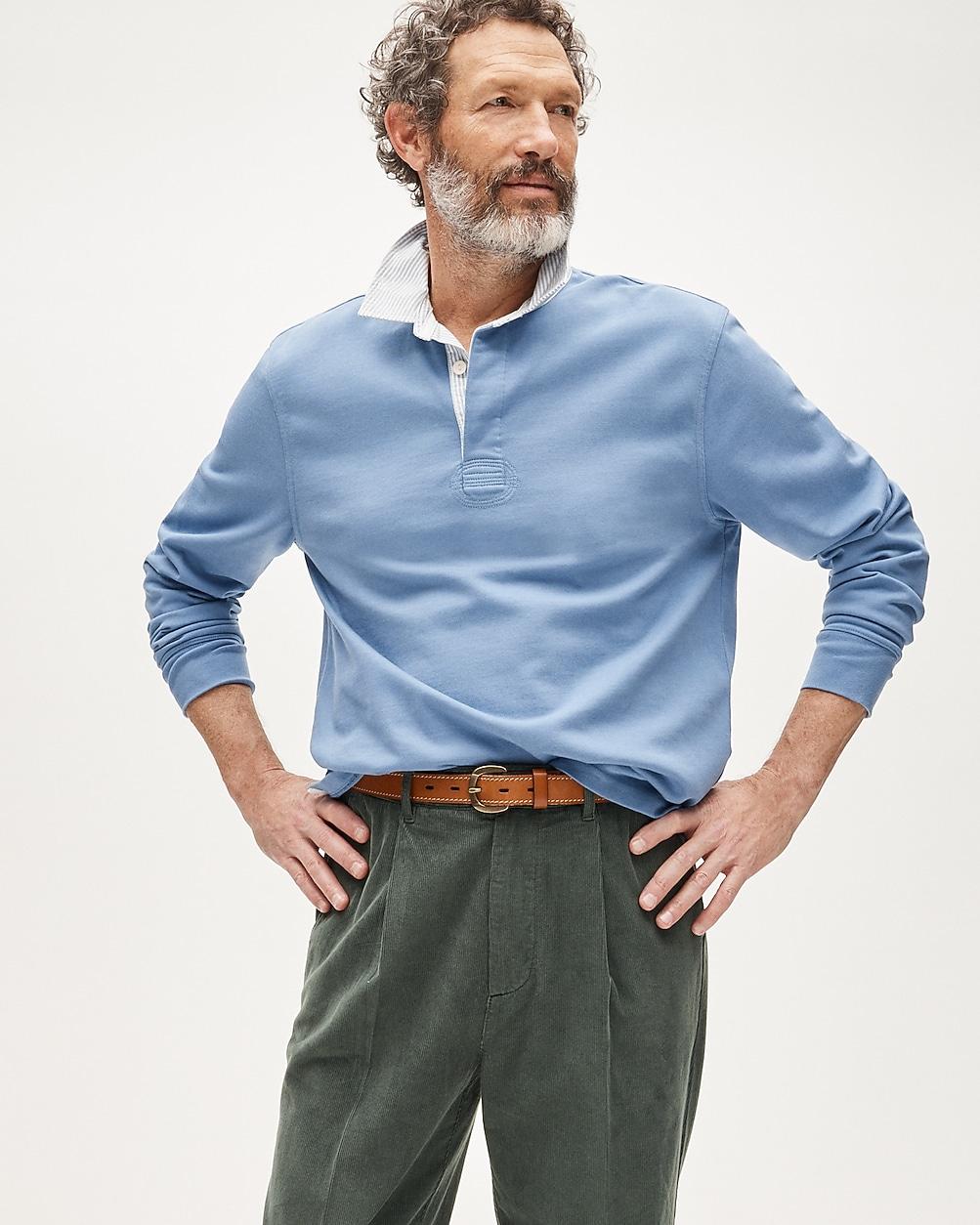 Tall rugby shirt with striped oxford collar by J.CREW