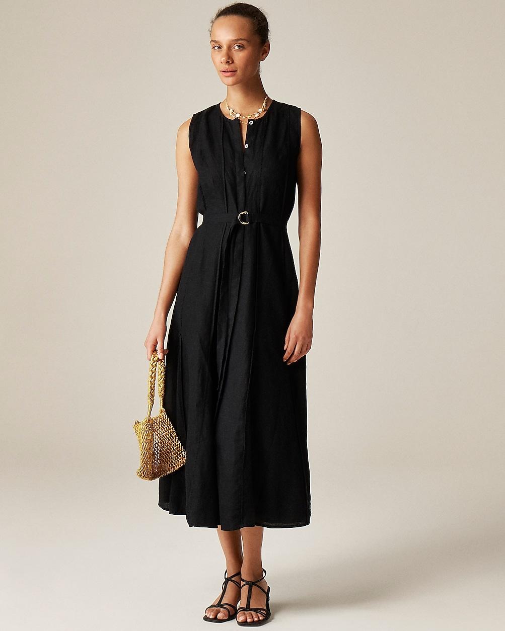 Tall seamed linen dress with removable belt by J.CREW