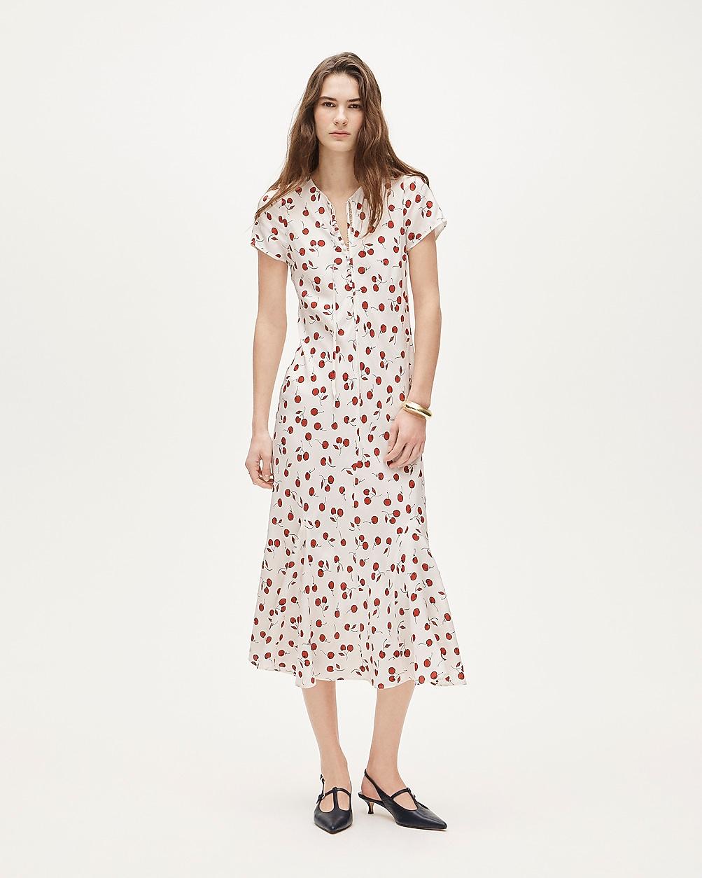 Tall short-sleeve slip dress in cherry print by J.CREW