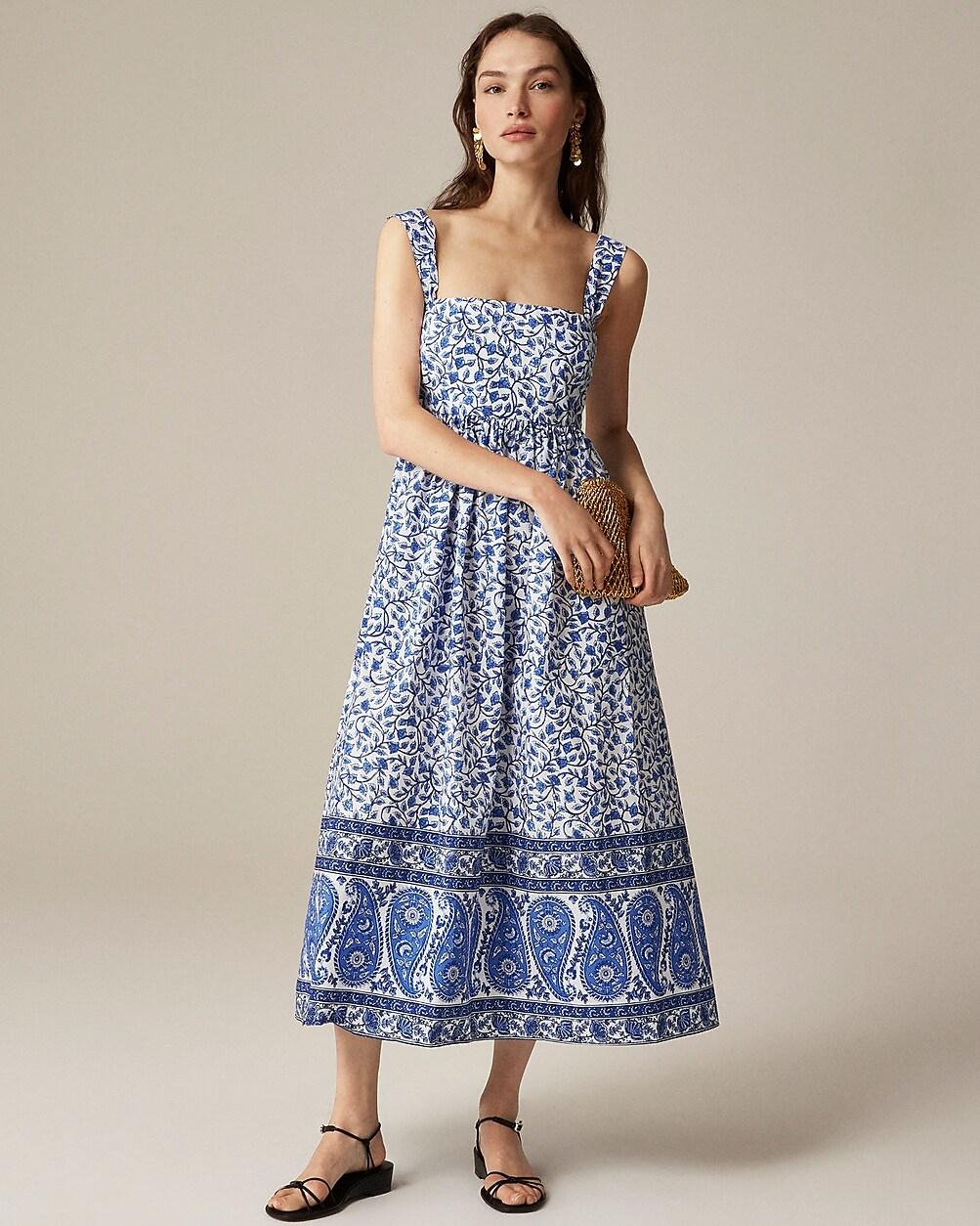 Tall squareneck midi dress in bandana block print by J.CREW Tall squareneck midi dress in bandana block print by J.CREW