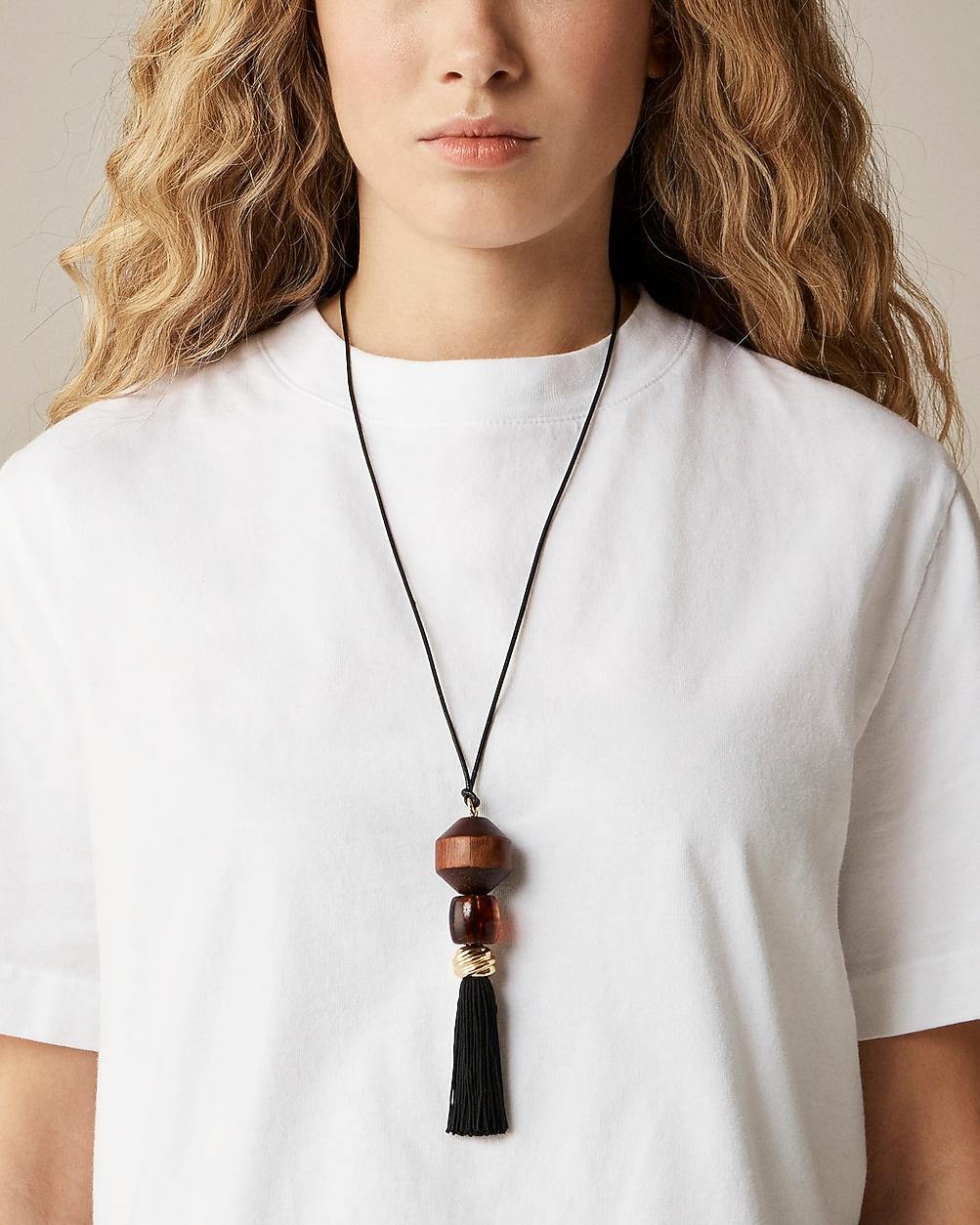 Tassel necklace with wood beads by J.CREW