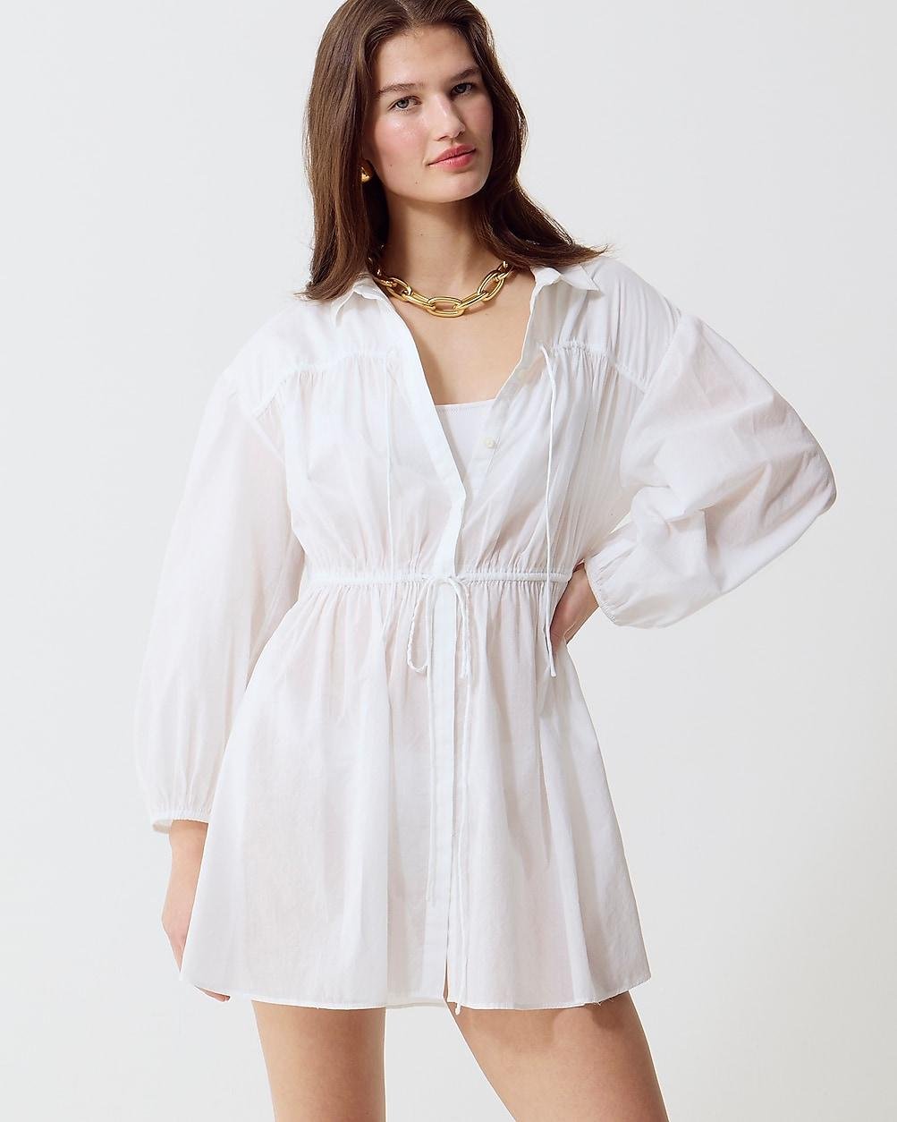 Tie-front beach shirt in cotton voile by J.CREW