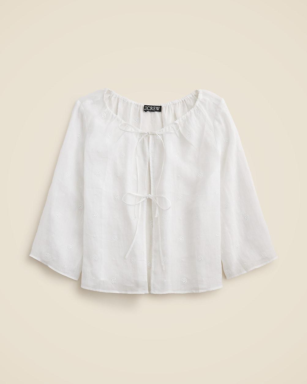 Tie-front eyelet top in ramie by J.CREW Tie-front eyelet top in ramie by J.CREW
