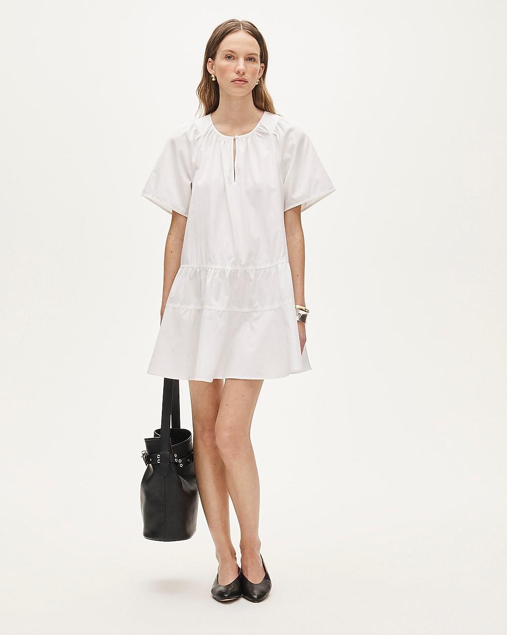 Tiered popover dress in cotton poplin by J.CREW