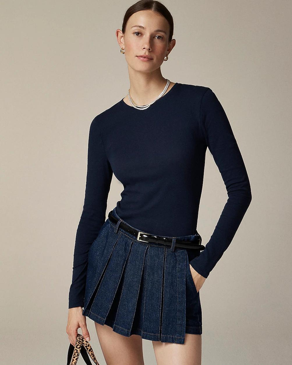 Tissue crepe long-sleeve T-shirt by J.CREW