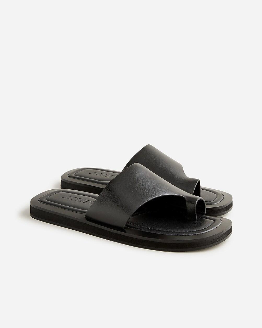 Toe-ring slide sandals in leather by J.CREW