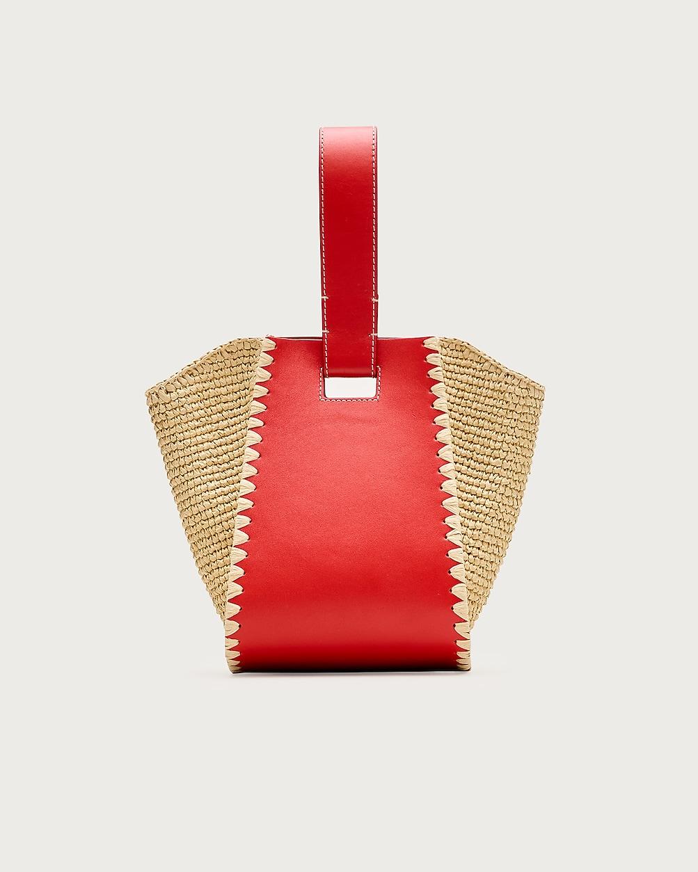 Top-handle bag in handknotted straw and leather by J.CREW