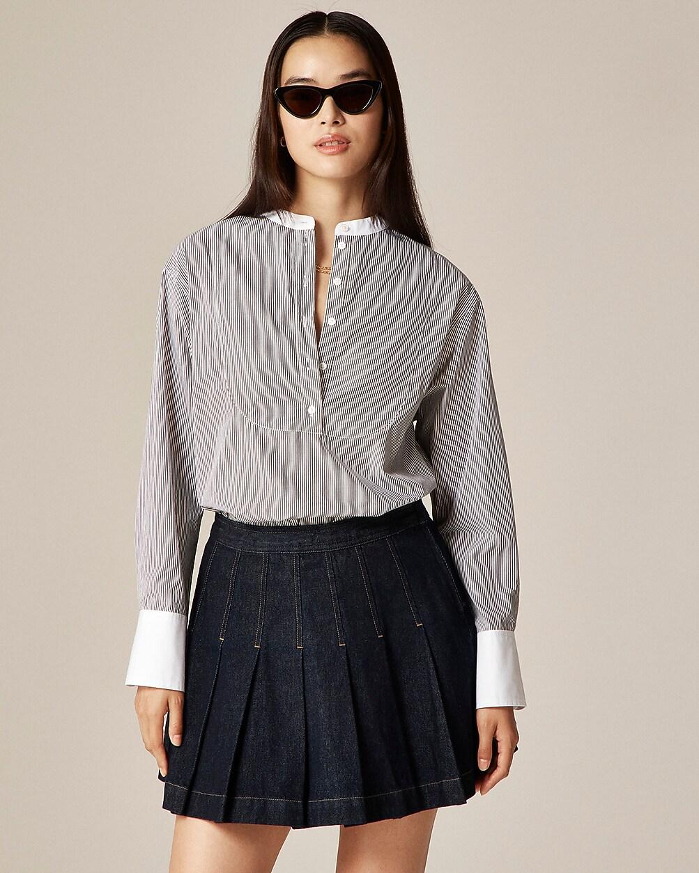 Tuxedo popover shirt in striped cotton poplin by J.CREW