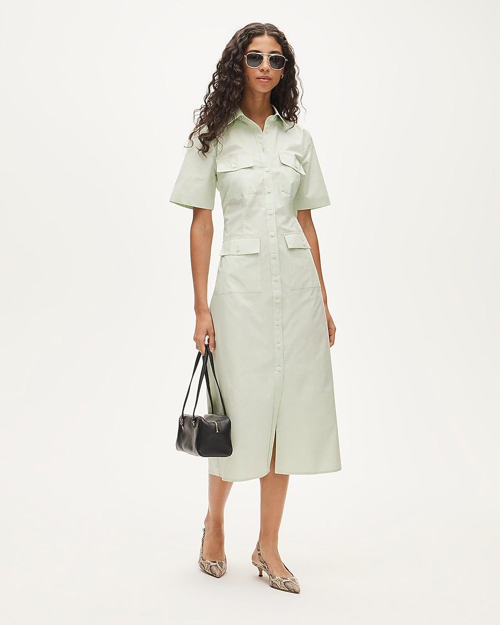 Utility midi shirt-dress in cotton poplin by J.CREW