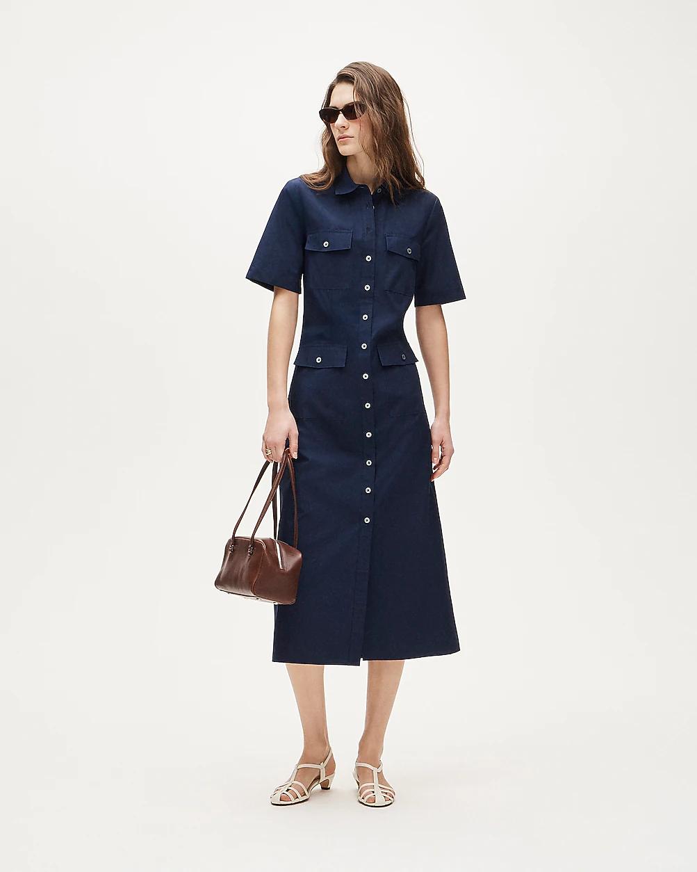 Utility midi shirt-dress in cotton poplin by J.CREW