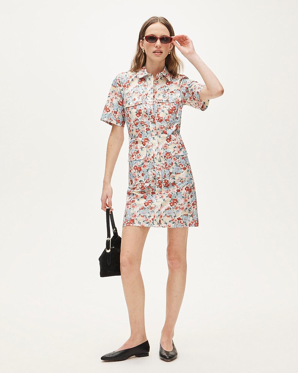 Utility shirt-dress in floral print by J.CREW
