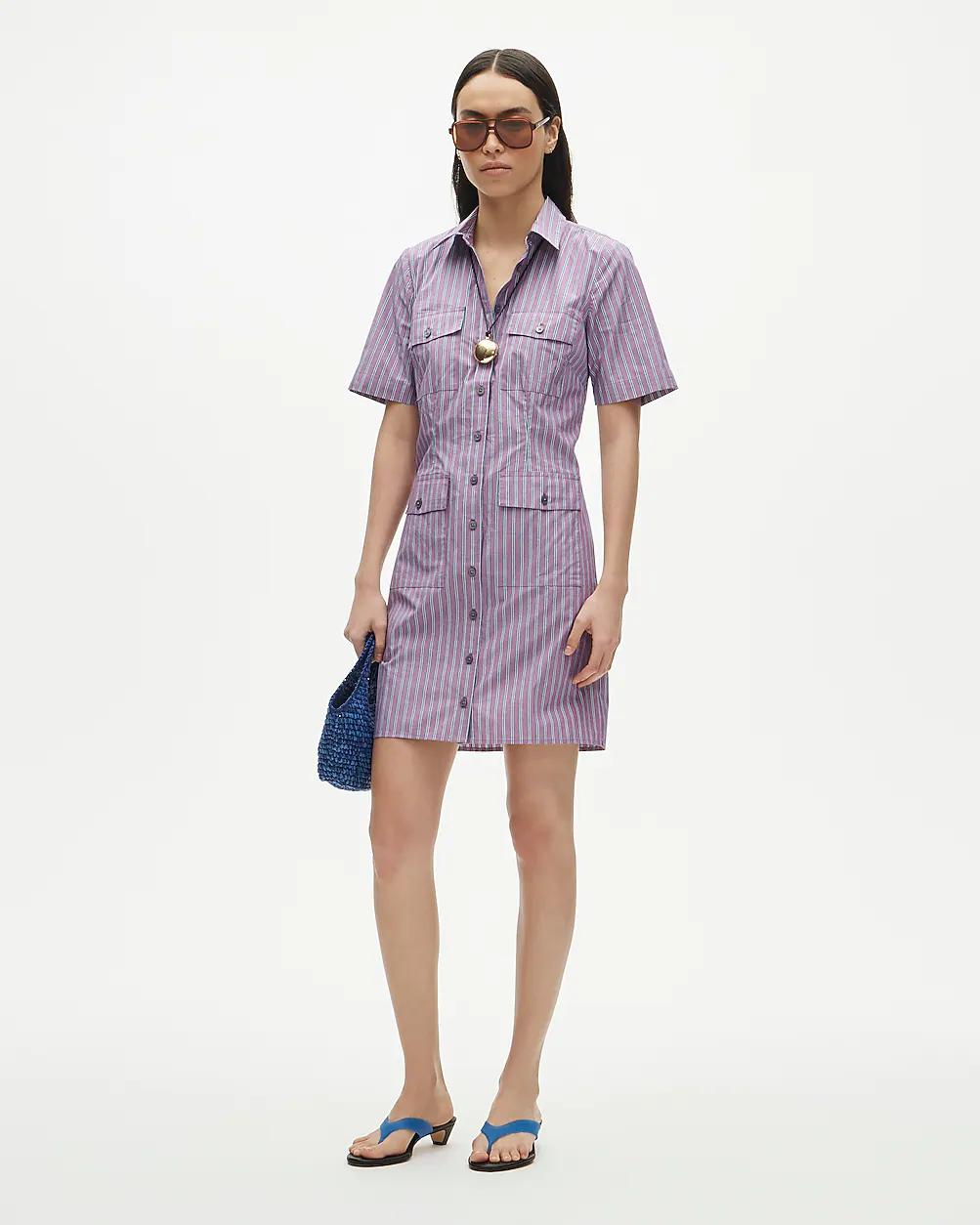 Utility shirt-dress in striped cotton poplin by J.CREW