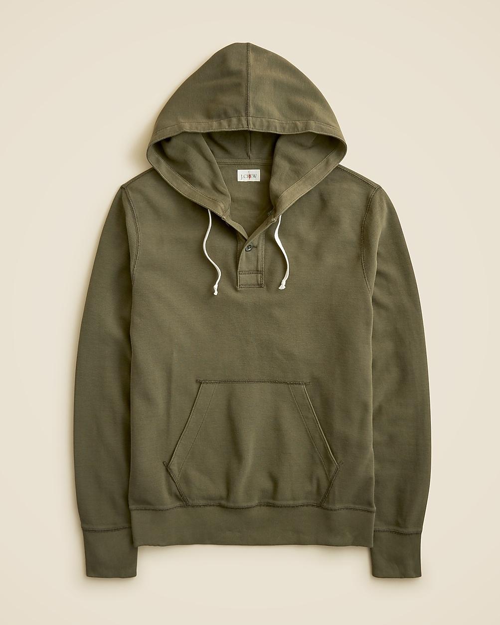 Waffle-knit cotton henley hoodie by J.CREW